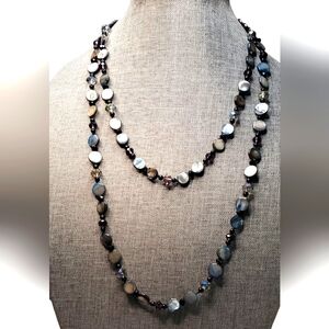 Vtg. Long Abalone Necklace